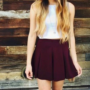 Brandy Melville Maroon Skater Flowy Skirt like new